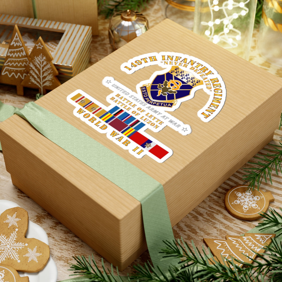 Kiss-Cut Stickers - Army - 149th Infantry Regiment - Battle of Leyet-Luzon - COA - WWII PAC SVC X 300