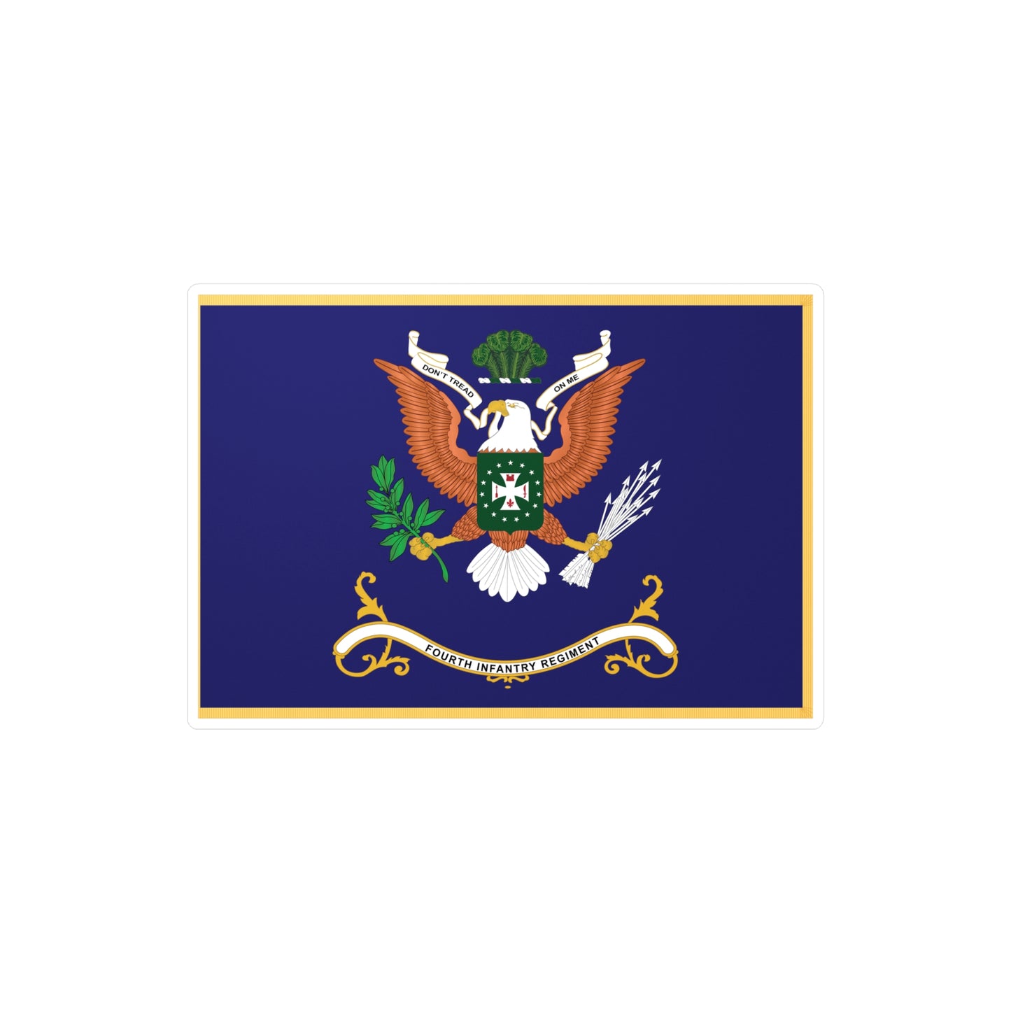 Kiss-Cut Vinyl Decals - Army - Regimental Colors - 4th Infantry Regiment - DONT TREAD ON ME - Flag w Fringe X 300