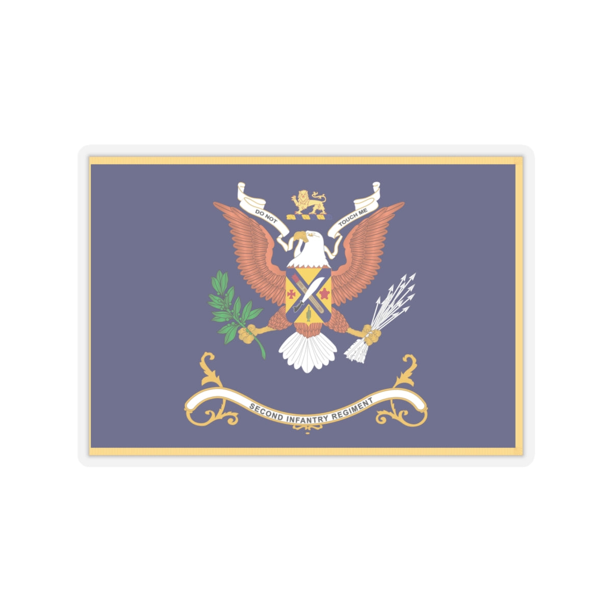 Kiss-Cut Stickers - Army - Regimental Colors - 2nd Infantry Regiment - DO NOT TOUCH ME-1 - Flag w Fringe X 300