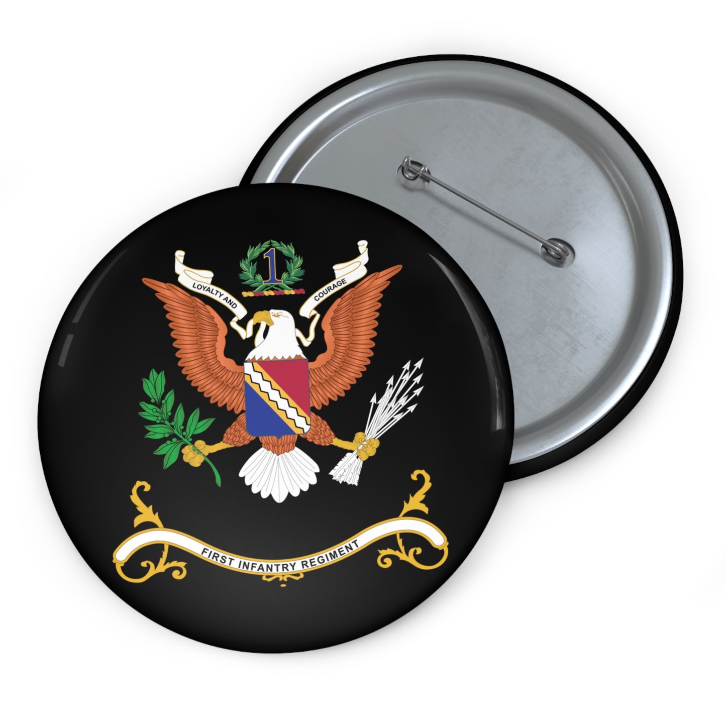 Custom Pin Buttons - Regimental Colors - 1st Infantry Regiment X 300