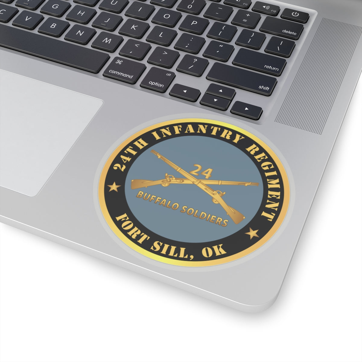 Kiss-Cut Stickers - Army - 24th Infantry Regiment - Fort Sill, OK - Buffalo Soldiers w Inf Branch