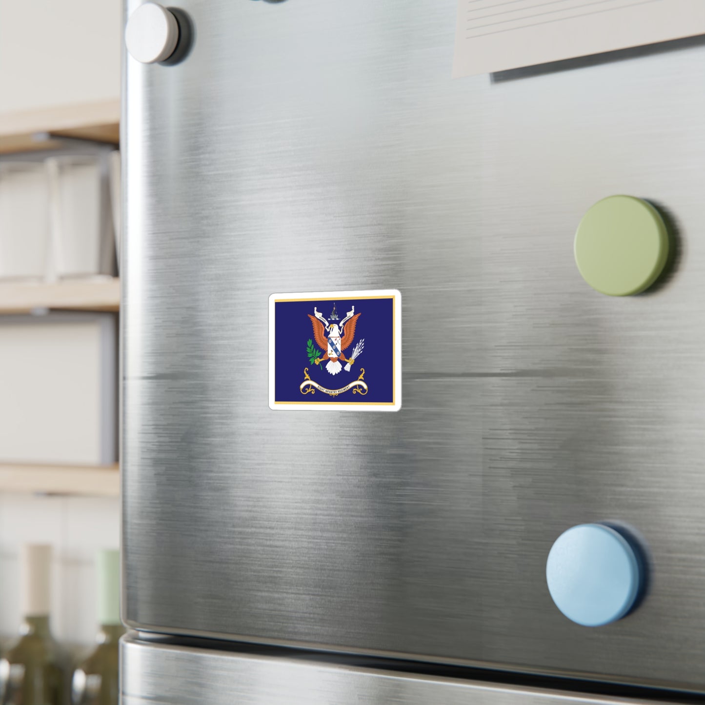 Kiss-Cut Vinyl Decals - Army - Regimental Colors - 8th Infantry Regiment - PATRIAE FIDELITAS - Flag w Fringe X 300