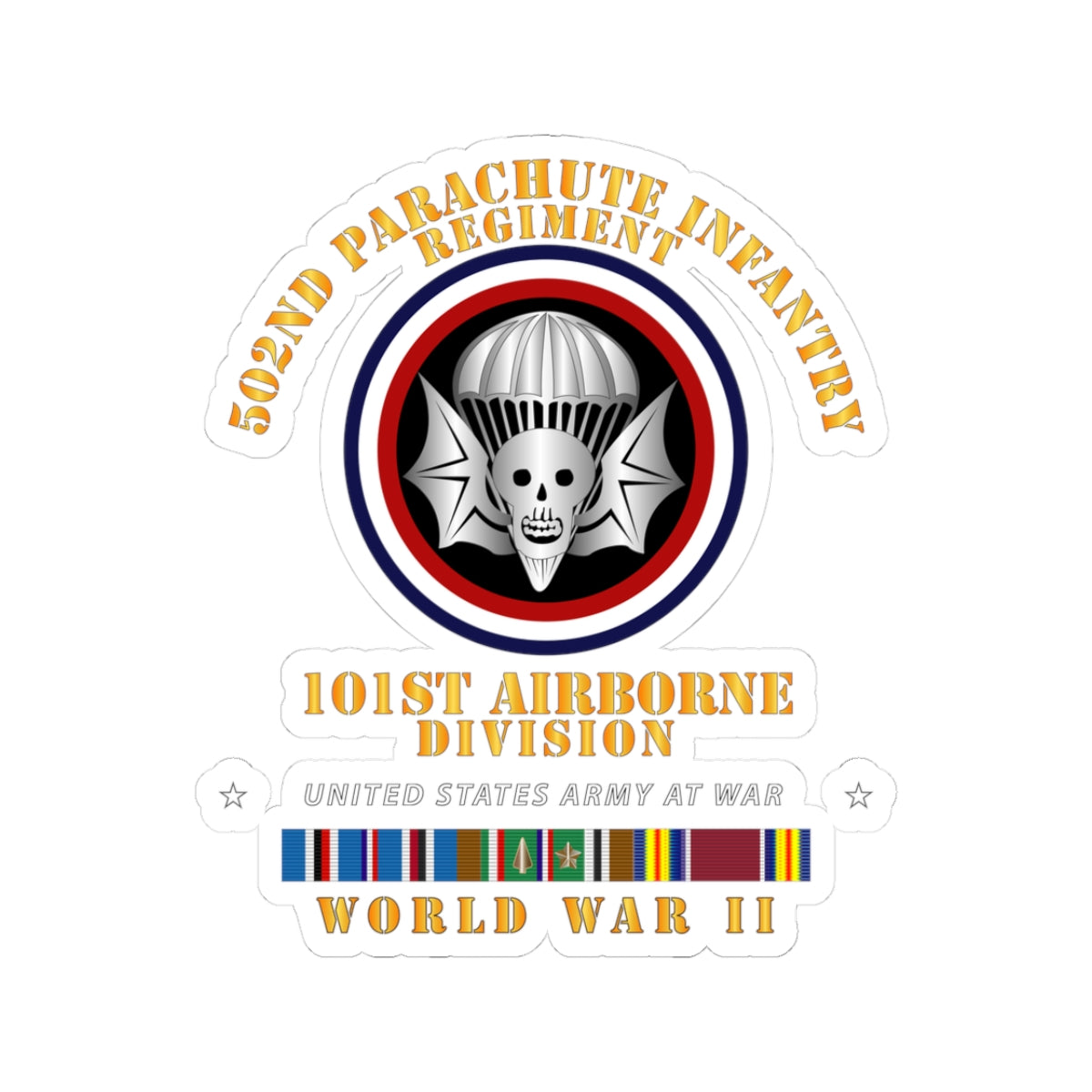 Kiss-Cut Stickers - Army - 502nd PIR 101st Airborne Div - WWII w EUR SVC