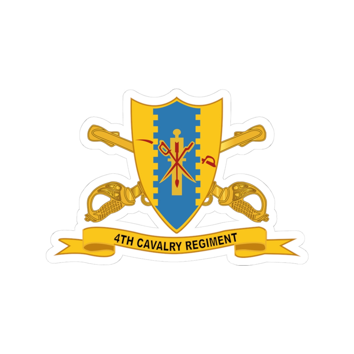 Kiss-Cut Stickers - Army - 4th Cavalry Regiment w Br - Ribbon