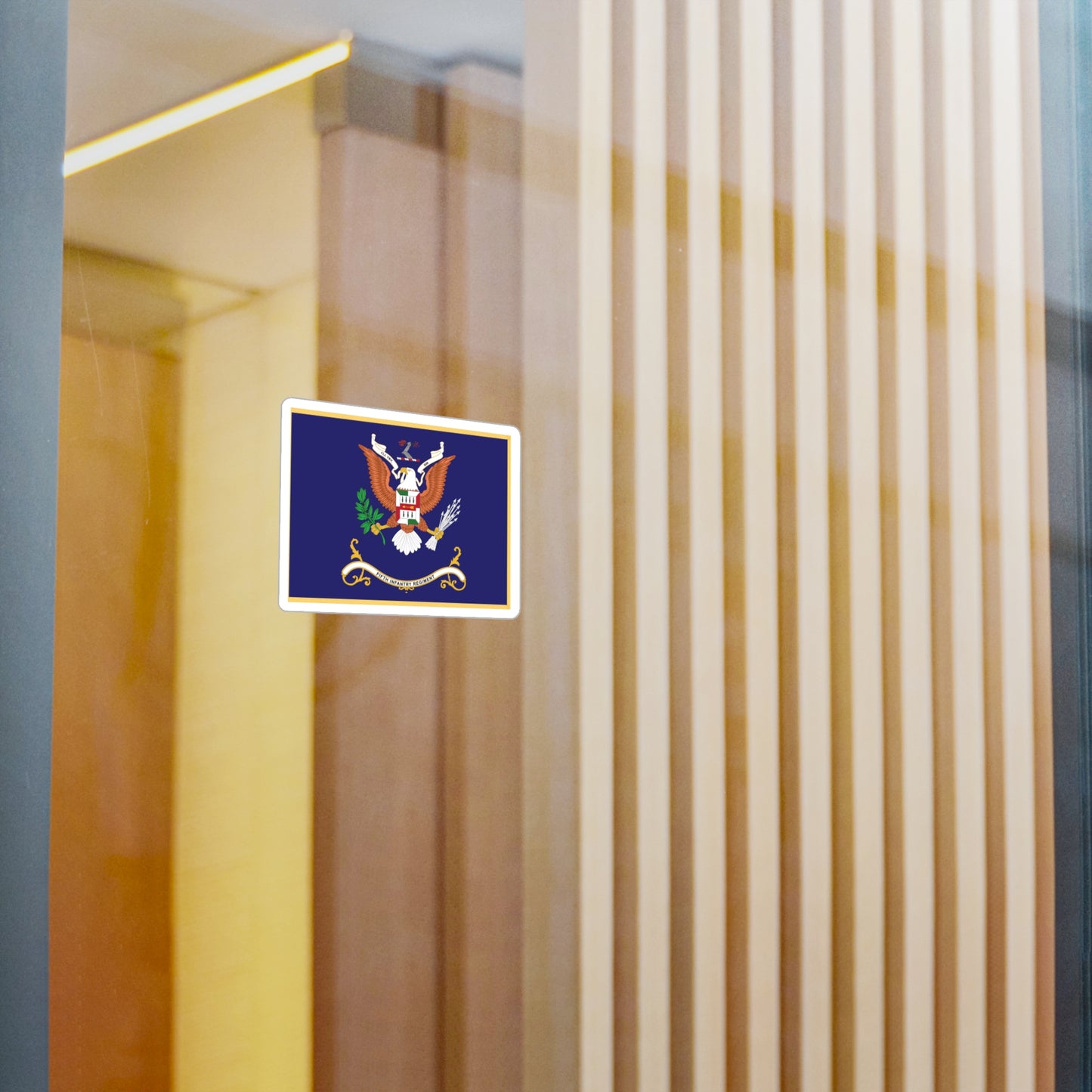 Kiss-Cut Vinyl Decals - Army - Regimental Colors - 5th Infantry Regiment - I'LL TRY, SIR - Flag w Fringe X 300
