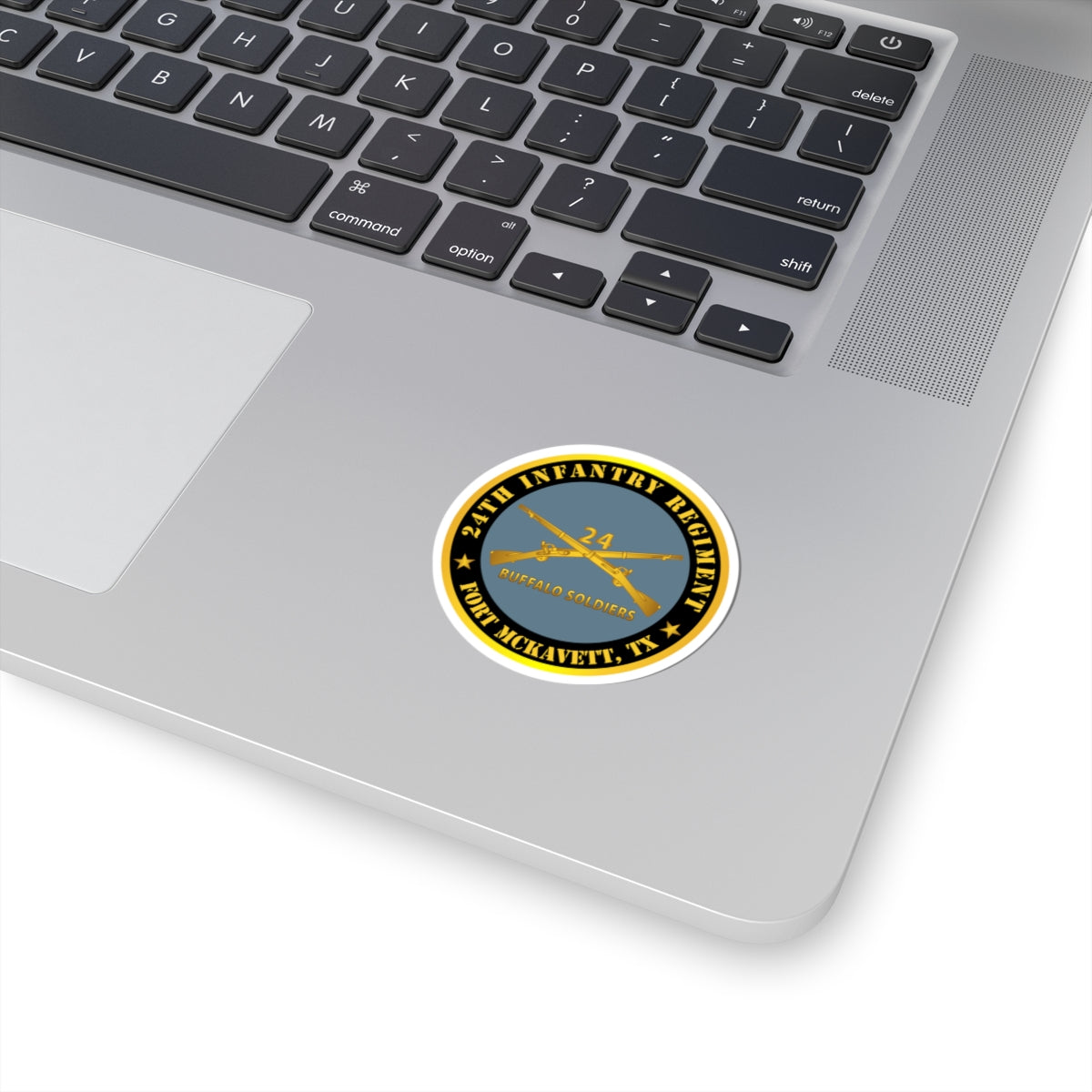 Kiss-Cut Stickers - Army - 24th Infantry Regiment - Fort McKavett, TX - Buffalo Soldiers w Inf Branch