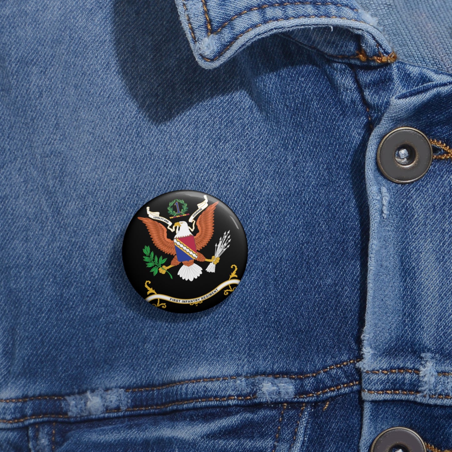 Custom Pin Buttons - Regimental Colors - 1st Infantry Regiment X 300