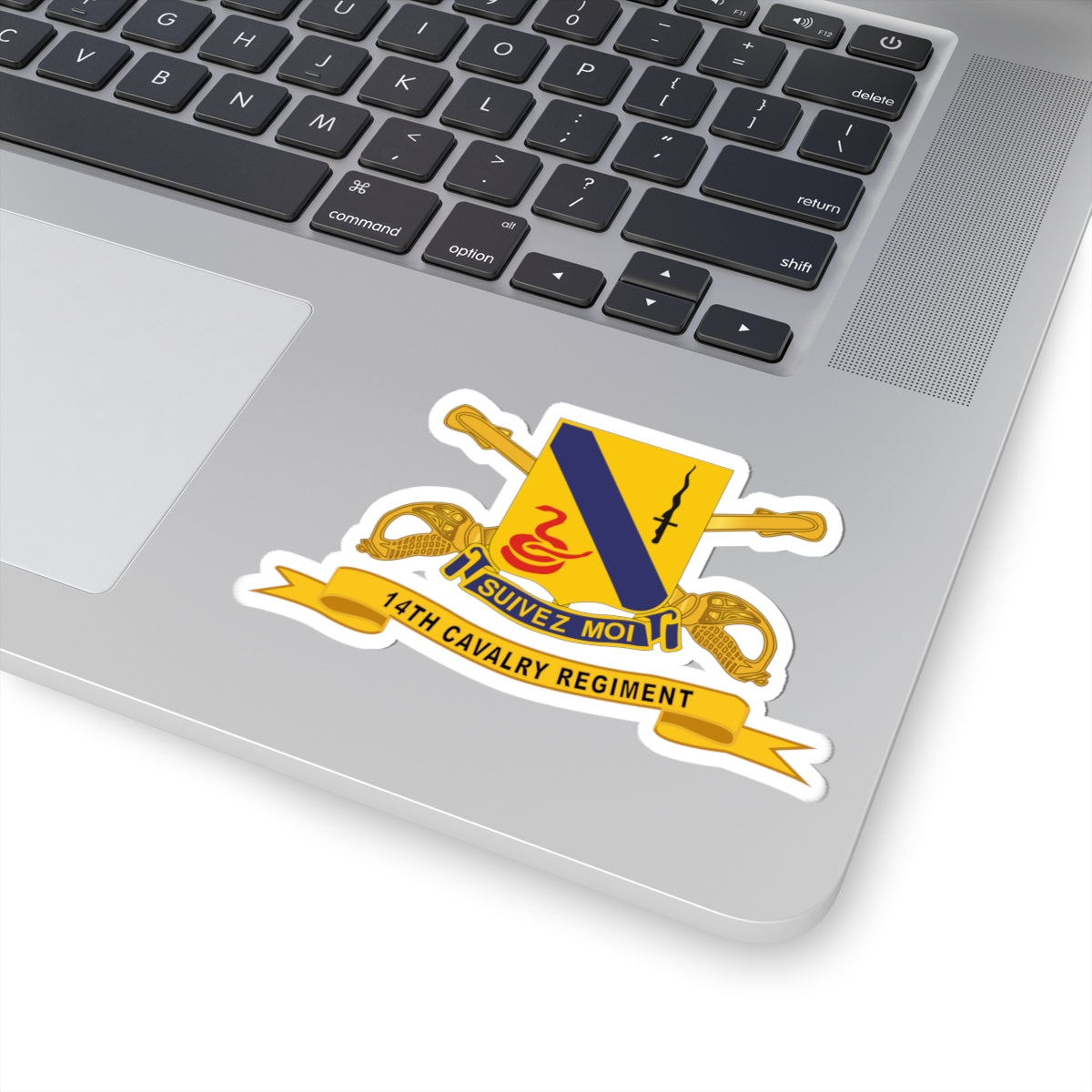 Kiss-Cut Stickers - Army - 14th Cavalry Regiment w Br - Ribbon