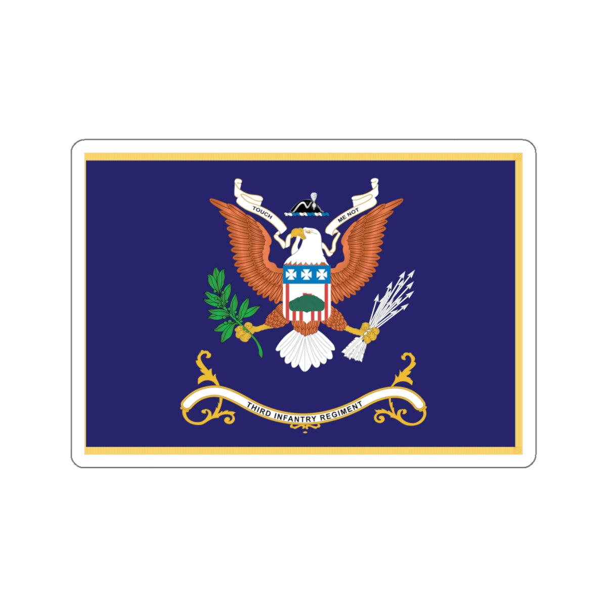 Kiss-Cut Stickers - Army - Regimental Colors - 3rd Infantry Regiment - TOUCH ME NOT - Flag w Fringe X 300