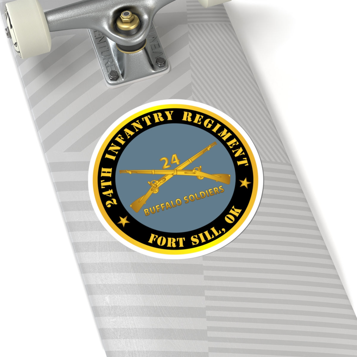 Kiss-Cut Stickers - Army - 24th Infantry Regiment - Fort Sill, OK - Buffalo Soldiers w Inf Branch