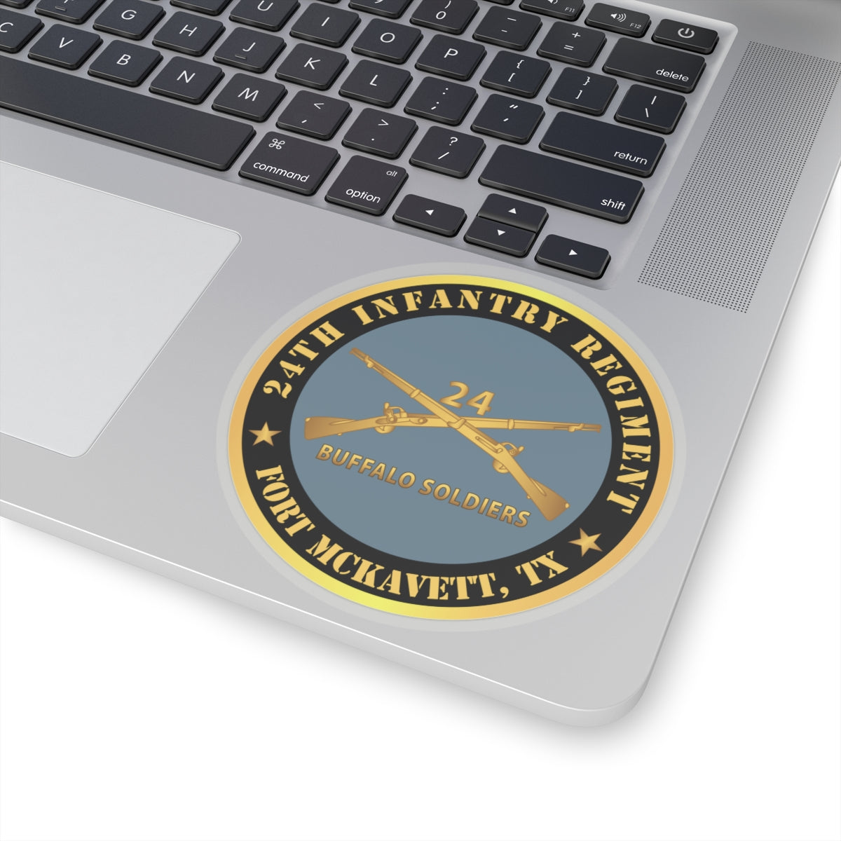 Kiss-Cut Stickers - Army - 24th Infantry Regiment - Fort McKavett, TX - Buffalo Soldiers w Inf Branch