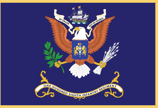 Rectangle Flags - Army - Regimental Colors - 108th Infantry Regiment  - BY VALOR NOT BY WORDS Flag w Fringe X 300