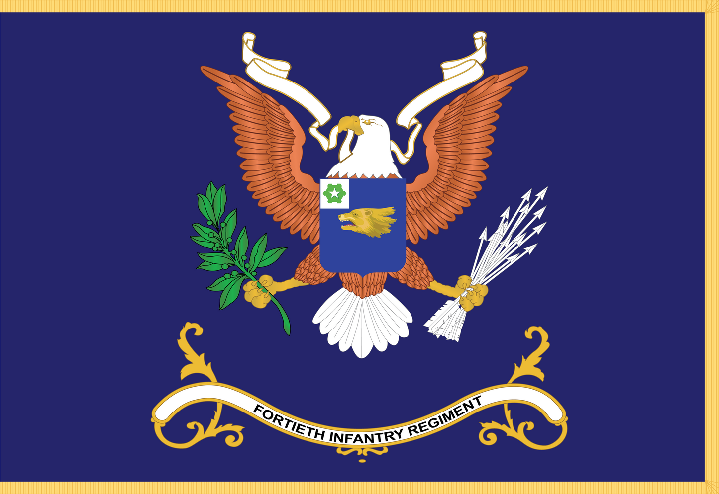 Rectangle Flags -Army - Regimental Colors - 40th Infantry Regiment - No Motto X 300