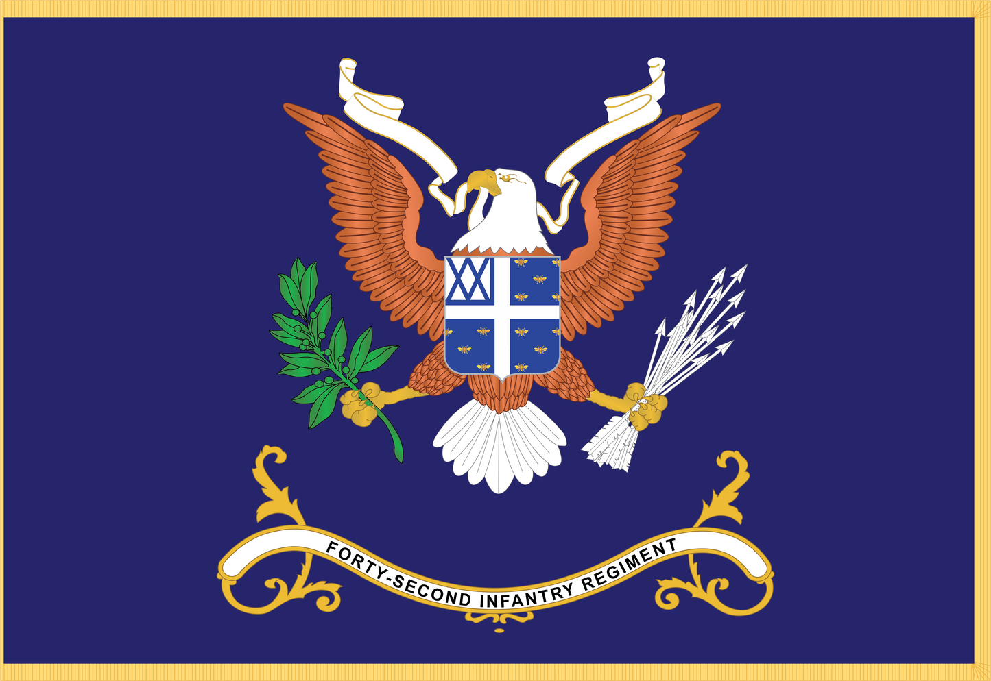 Rectangle Flags - Army - Regimental Colors - 42nd Infantry Regiment - Flag w Fringe x 300