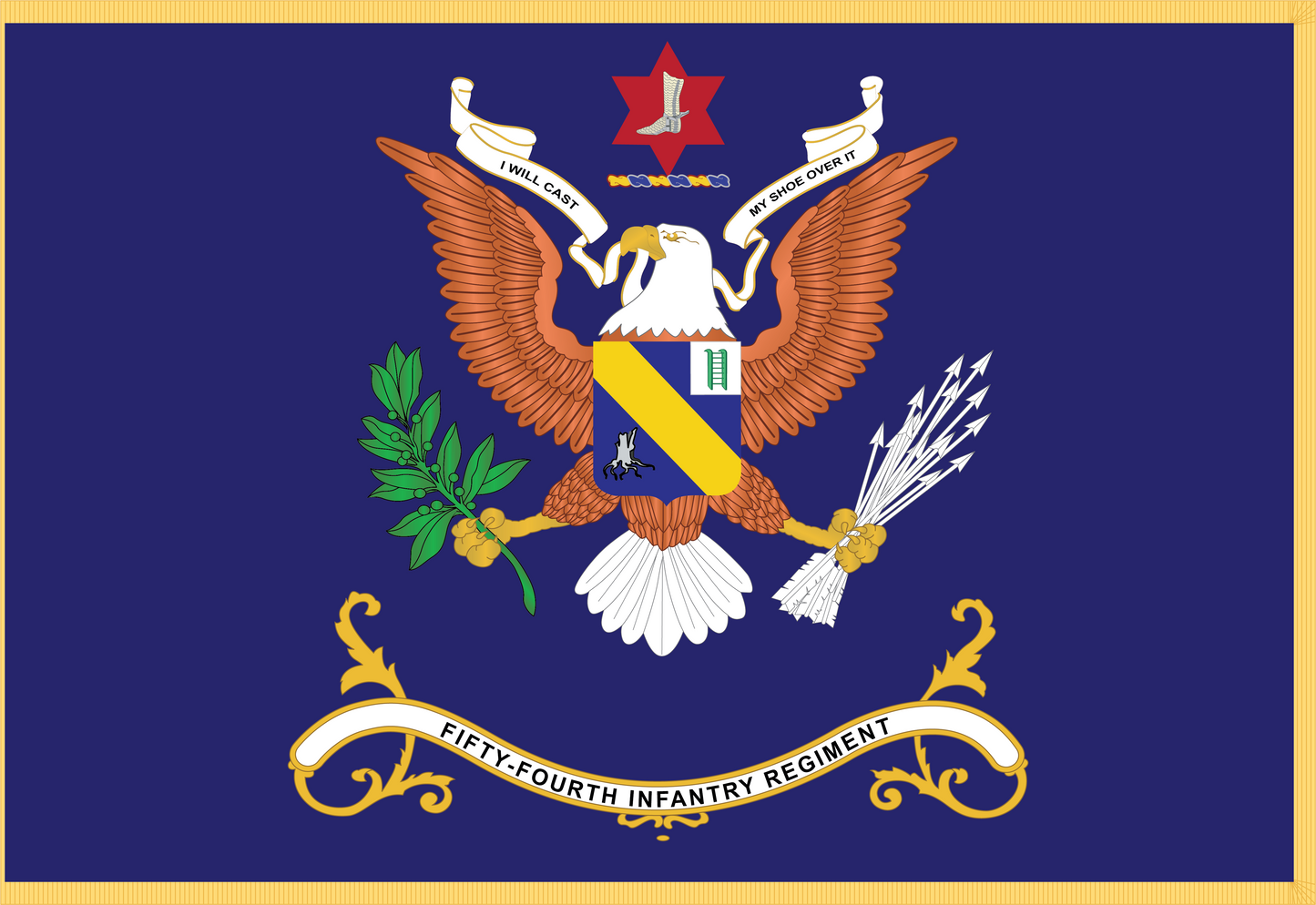 Rectangle Flags - Army - Regimental Colors - 54th IR - I WILL CAST MY SHOE OVER IT - Flag w Fringe x 300