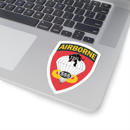 Kiss-Cut Stickers - Army - 555th Parachute Infantry Battalion - SSI w Br - Ribbon