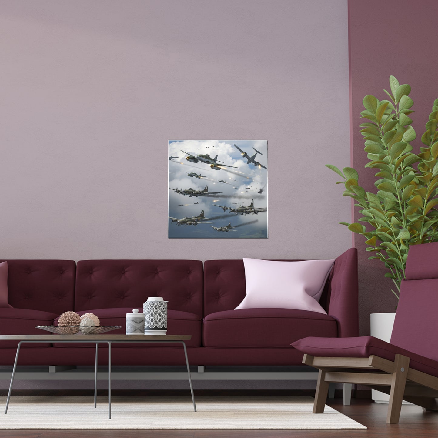 Indoor and Outdoor Silk Posters - German jet fighters attacking US bombing formations