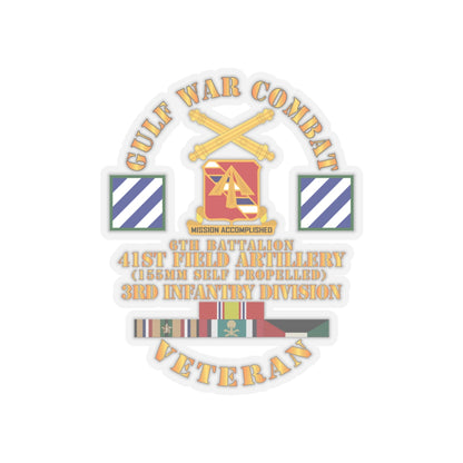 Kiss-Cut Stickers - Army - Gulf War Combat Vet w 6th Bn 41st Arty - 3rd ID X 300