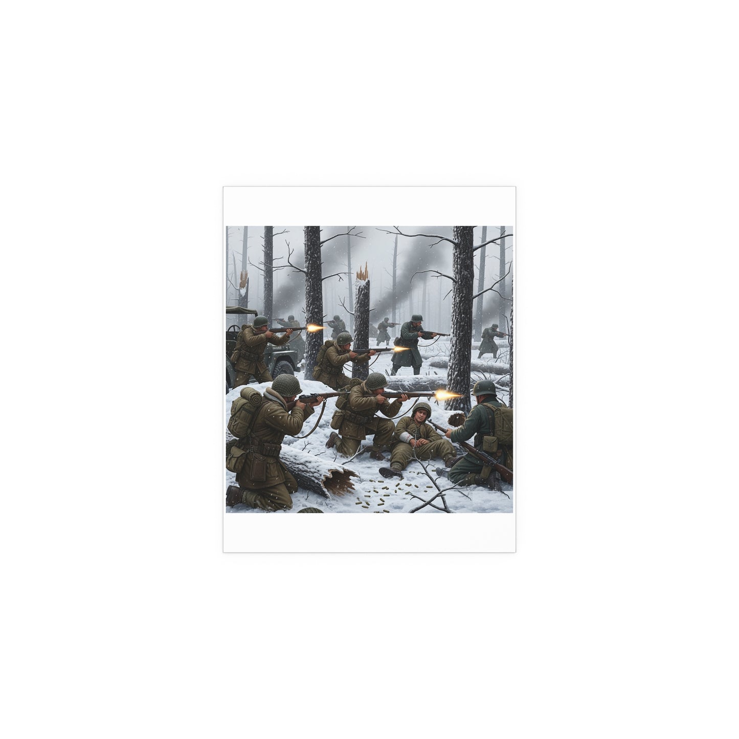 Indoor and Outdoor Silk Posters - 101st Airborne Division fighting the German Army at the Battle of Bastogne