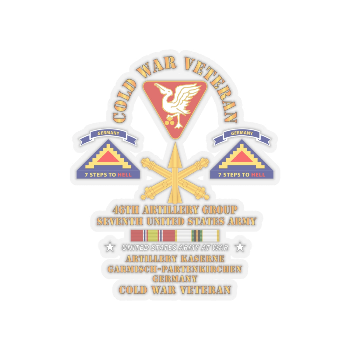 Kiss-Cut Stickers - Army - Cold War Vet - 46th Artillery Group - Germany - 7th US Army - Missle Branch w COLD SVC