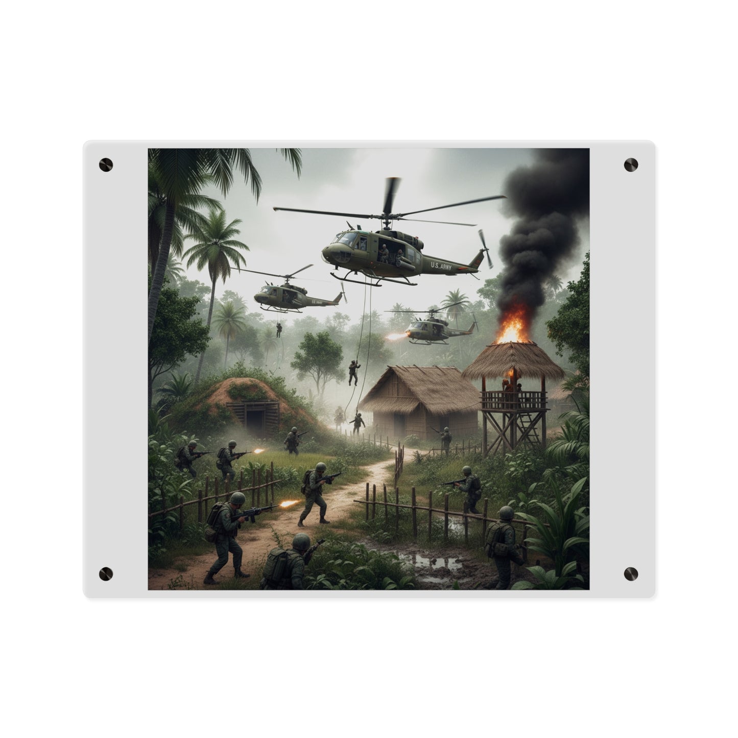 Acrylic Wall Art Panel - Vietnam Village Helicopter Assault