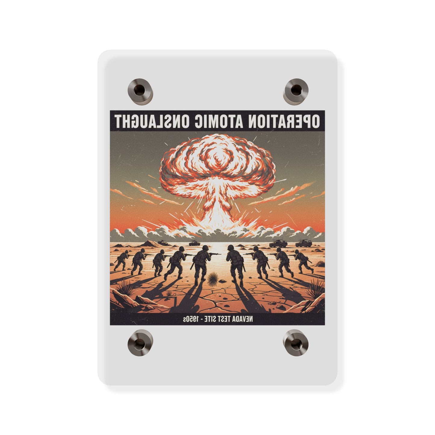 Acrylic Wall Art Panel - Atomic Testing in Nevada Desert Operation Fury - Toward the attack