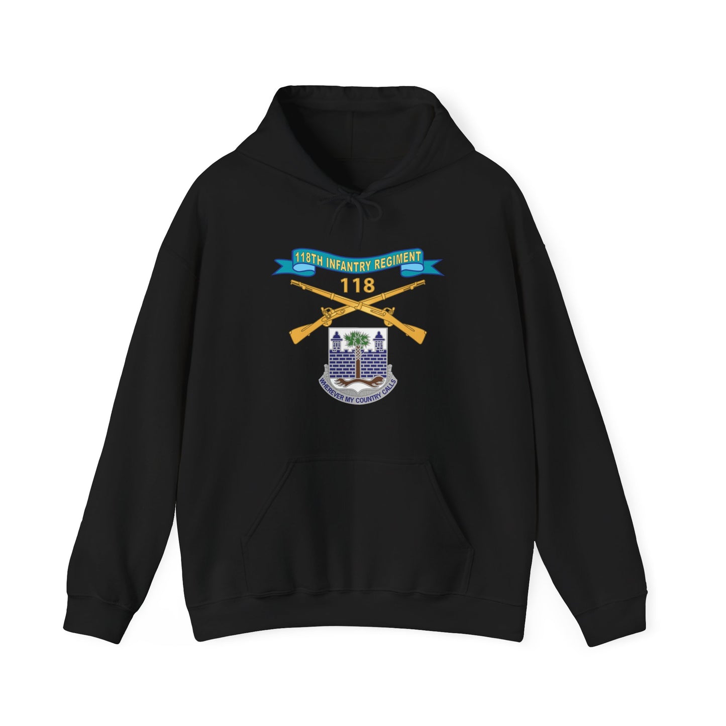 Unisex Heavy Blend™ Hooded Sweatshirt - Army - 118th Infantry Regiment w Ribbon - Br - DUI X 300