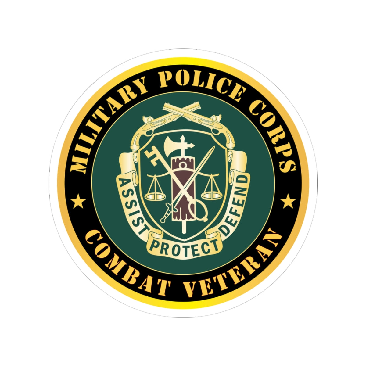 Kiss-Cut Stickers - Army - Military Police Corps Regimental Crest - Combat Veteran