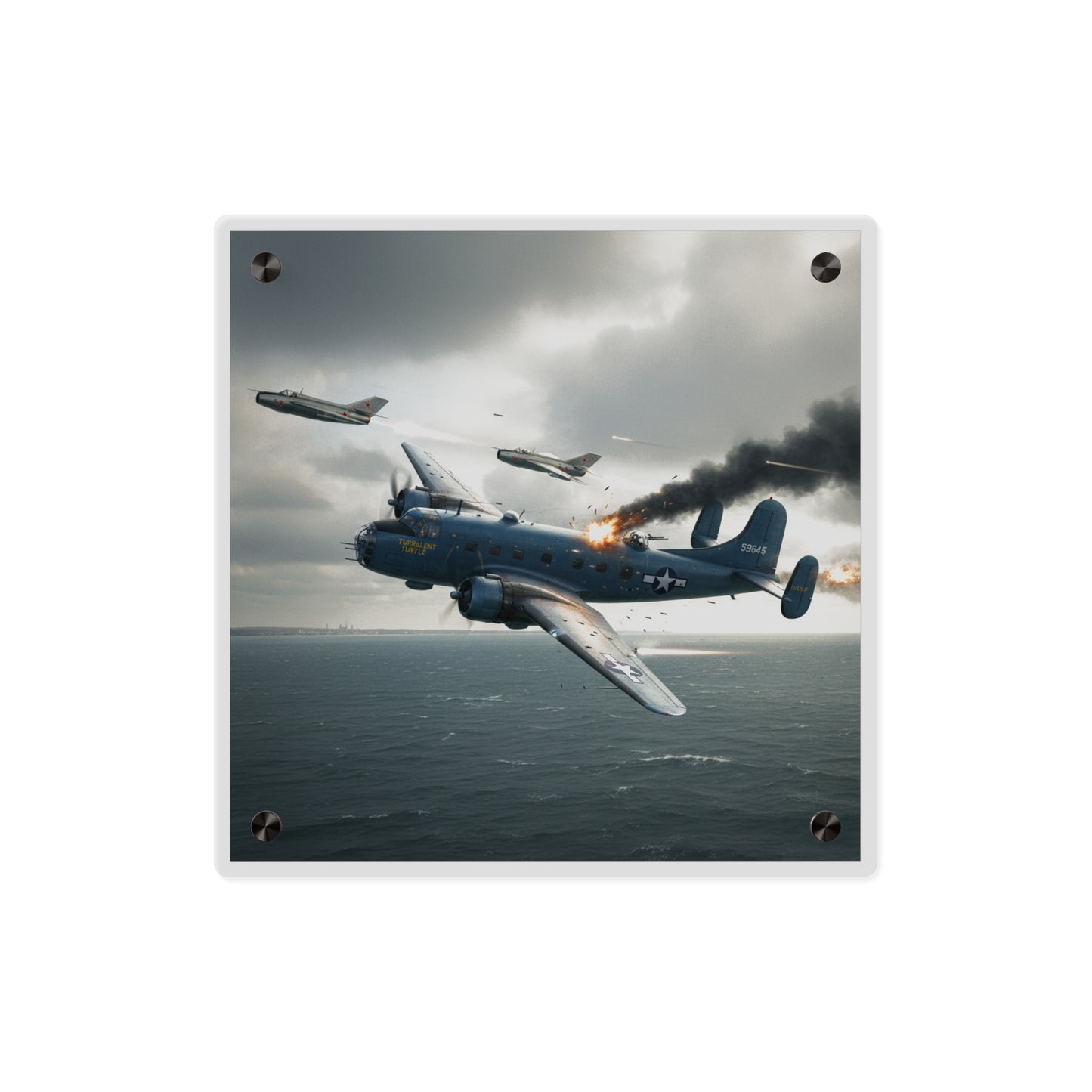 Acrylic Wall Art Panel - April 8, 1950, Baltic Sea - Latvia Soviet fighters shot down a U.S. Navy PB4Y-2 - Liberator - Cold War
