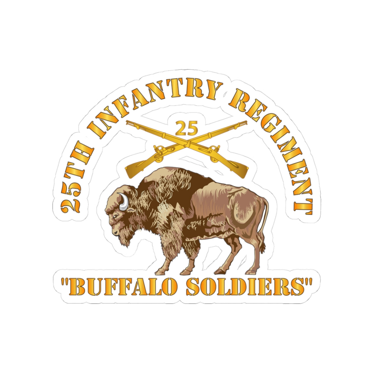 Kiss-Cut Stickers - Army - 25th Infantry Regiment - Buffalo Soldiers w 25th Inf Branch Insignia