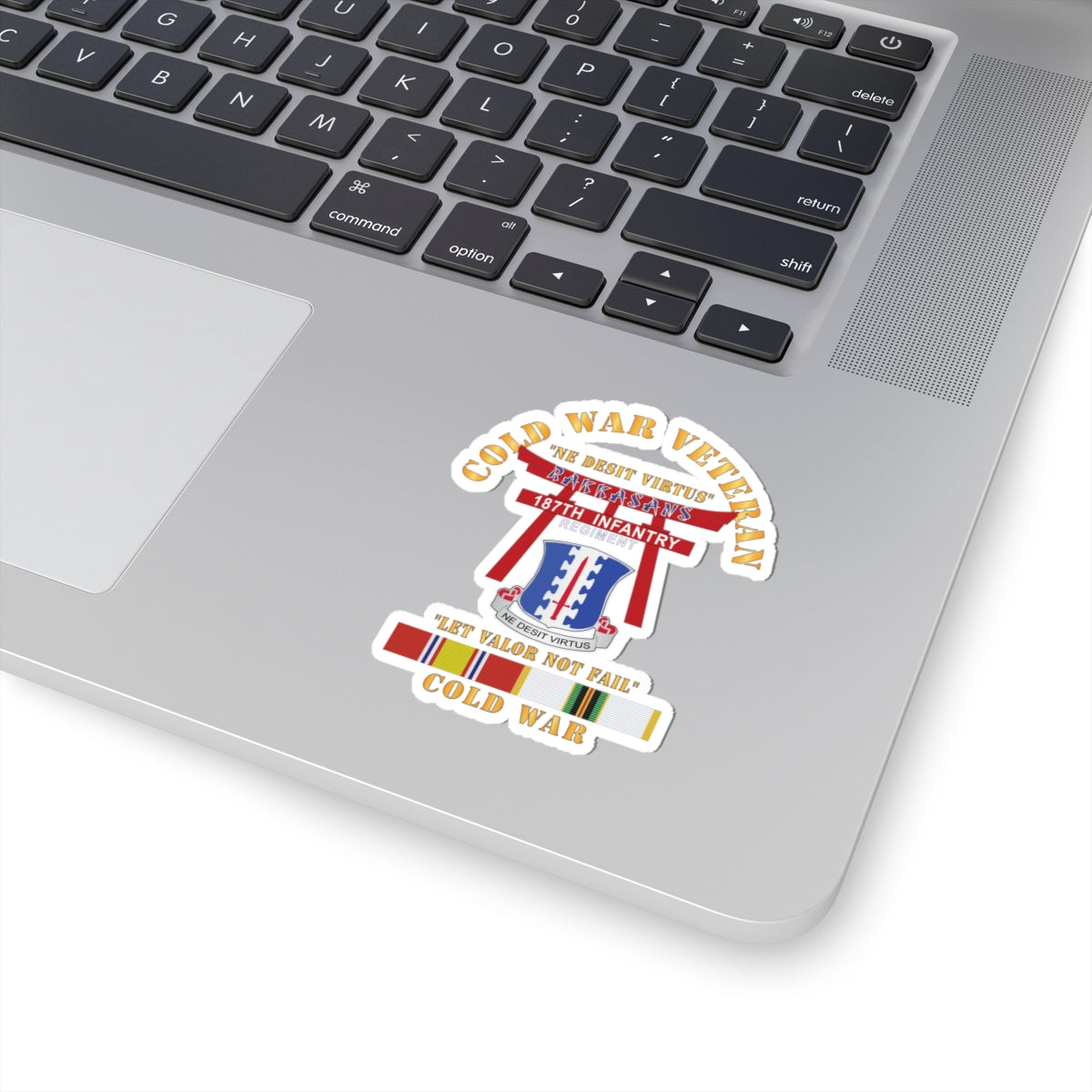 Kiss-Cut Stickers - Army - Cold War Veteran - 187th Infantry Regiment - Torii, Rakkasans, Let Valor Not Fail, English, Latin w COLD SVC