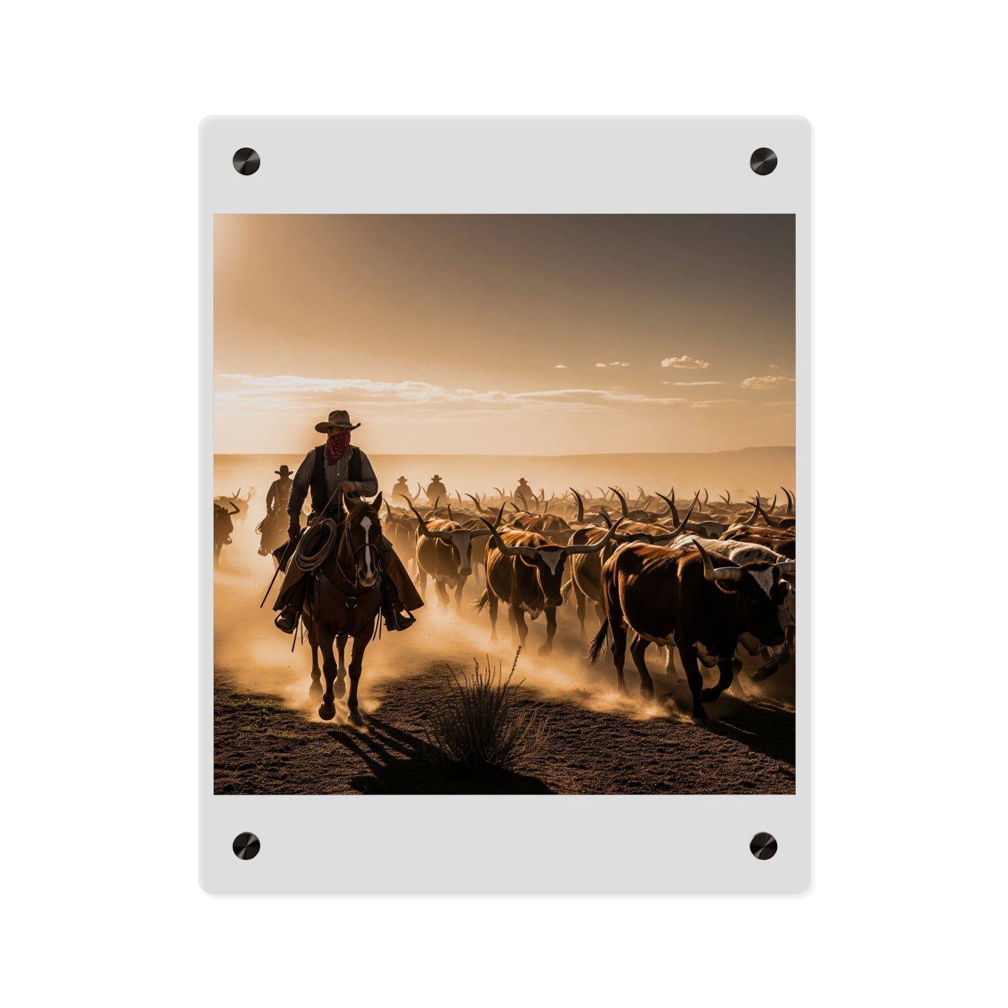 Acrylic Wall Art Panel - Dirty, dusty cattle drive in the Old West