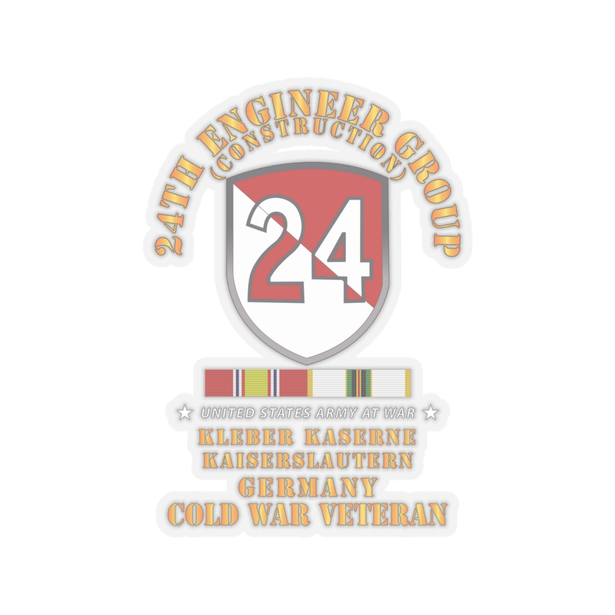 Kiss-Cut Stickers - 24th Engineer Group (Construction) - Kaiserslautern, Germany 1954 - 1972- w COLD WAR SVC X 300