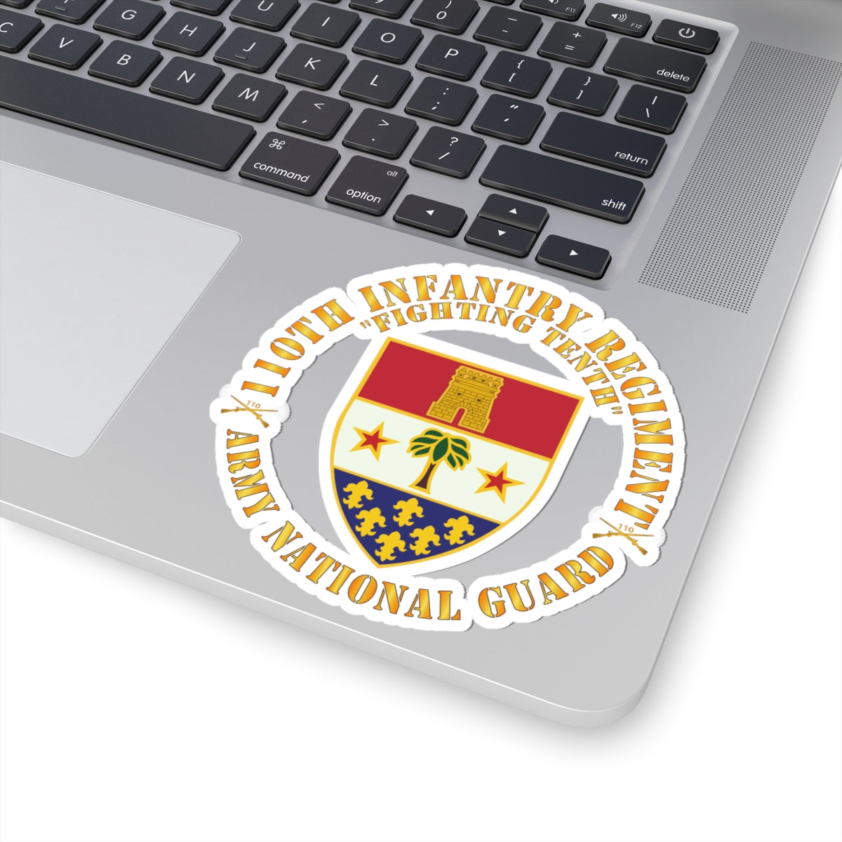 Kiss-Cut Stickers - Army - 110th Infantry Regiment - Fighting Tenth - DUI - ARNG w Rgt Sep X 300