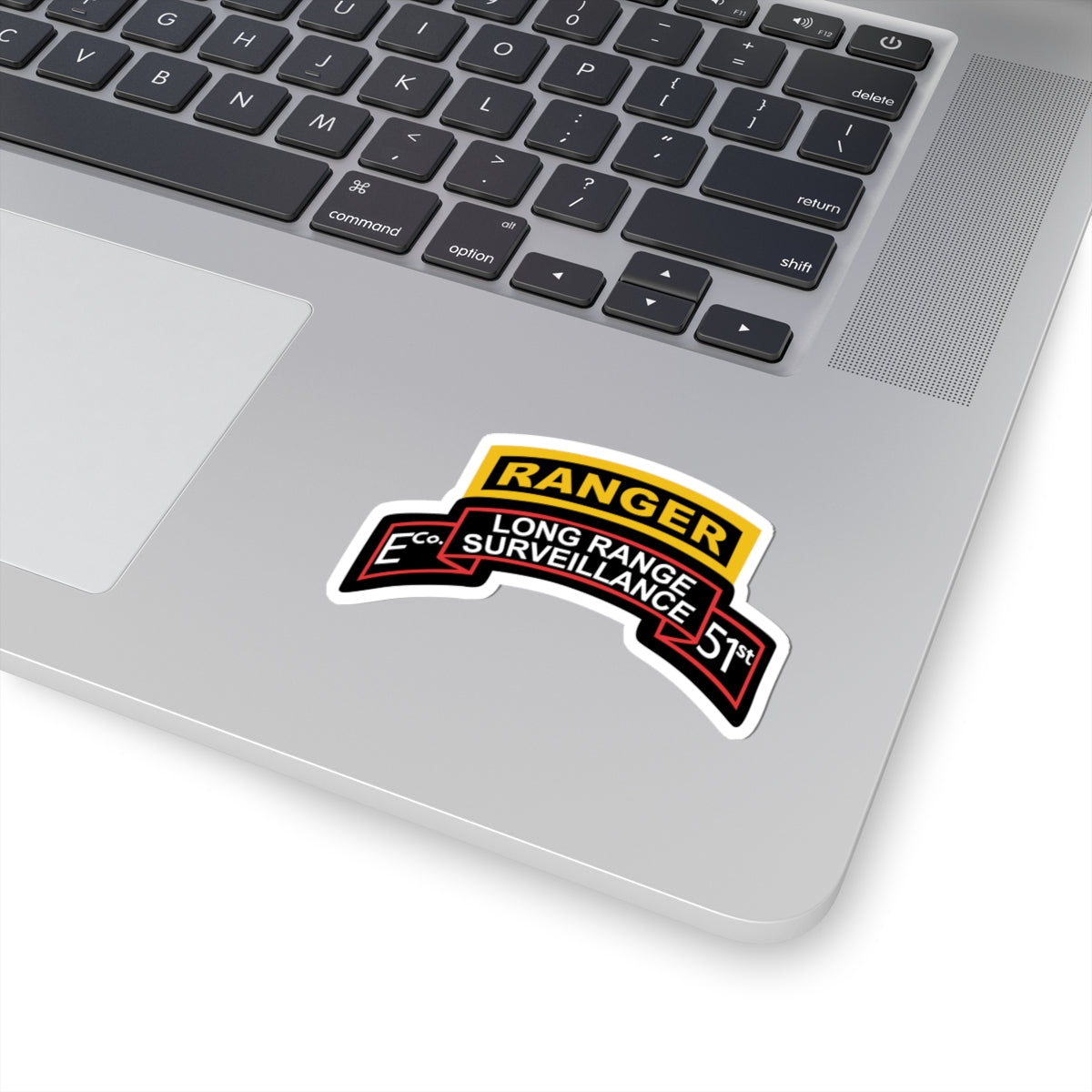 Kiss-Cut Stickers - Army - Airborne Ranger - E Company- 51st Infantry (Ranger) w Ranger Tab
