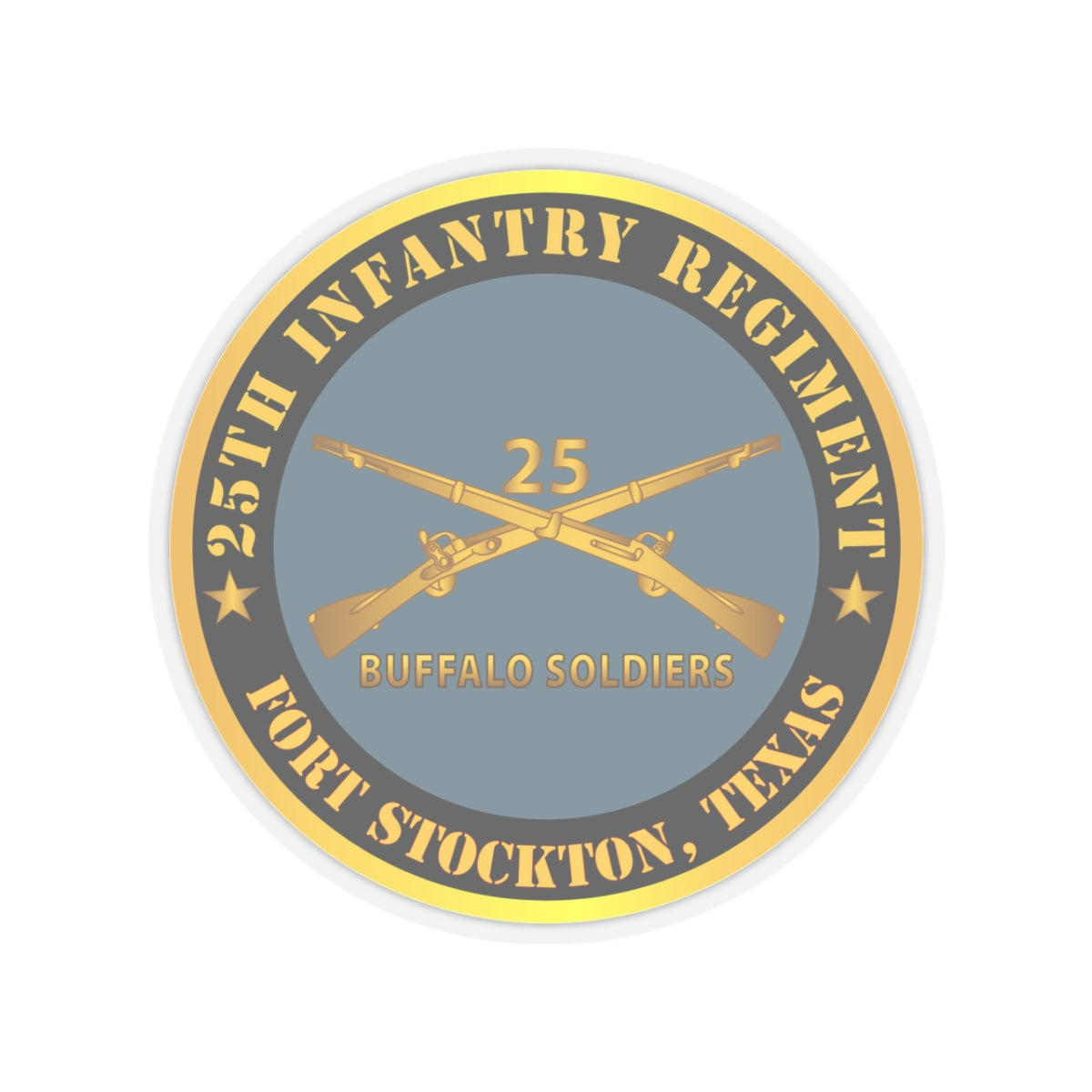 Kiss-Cut Stickers - Army - 25th Infantry Regiment - Fort Stockton, TX - Buffalo Soldiers w Inf Branch