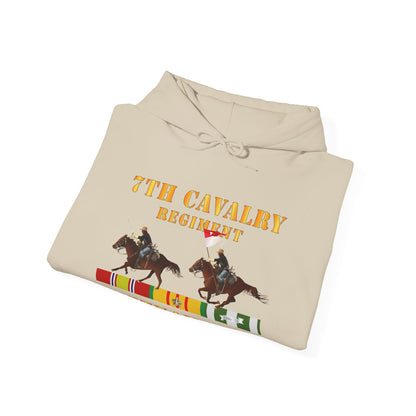 Unisex Heavy Blend™ Hooded Sweatshirt - Army - 7th Cavalry Regiment - Vietnam War wt 2 Cav Riders and VN SVC X300