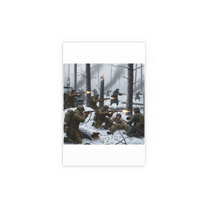 Indoor and Outdoor Silk Posters - 101st Airborne Division fighting the German Army at the Battle of Bastogne