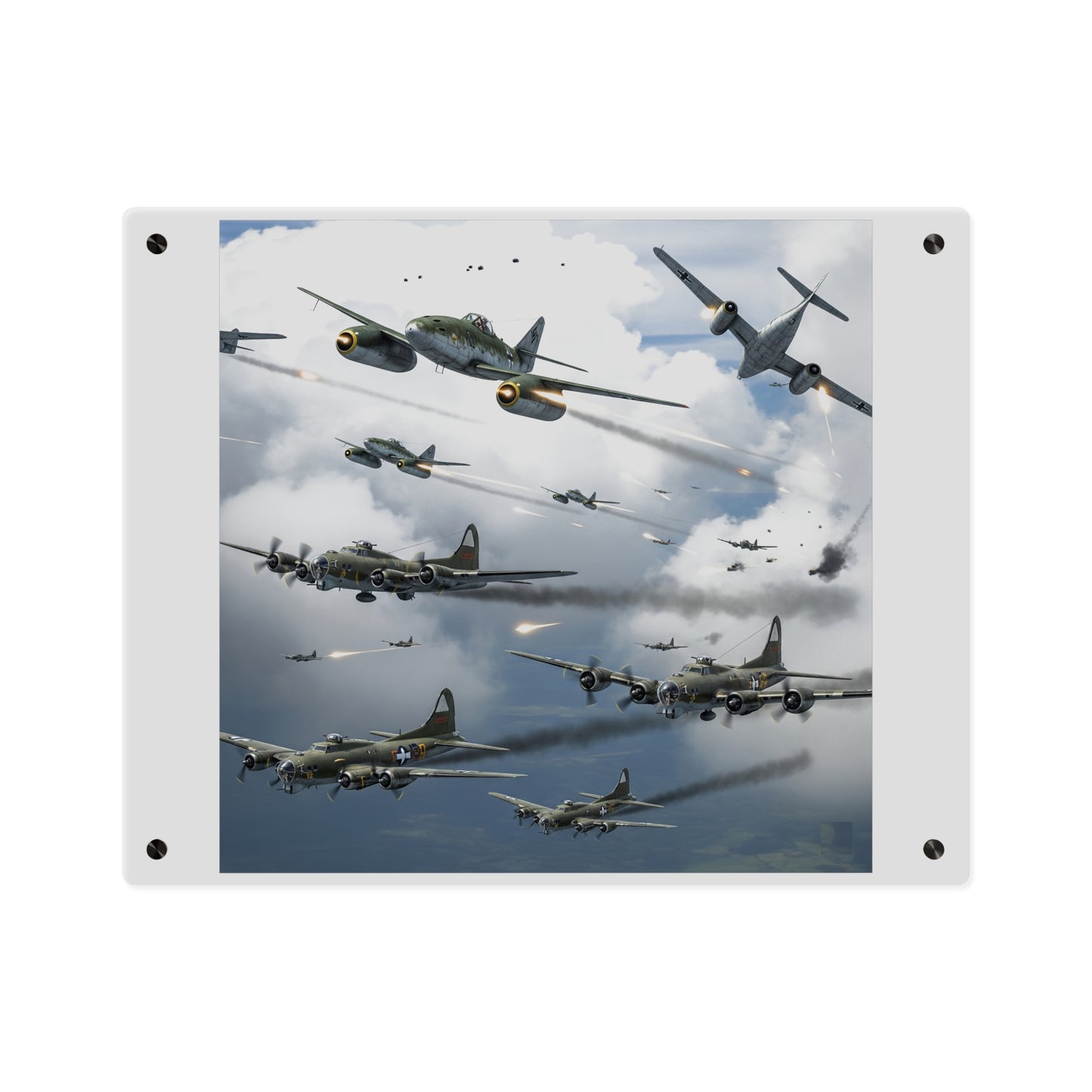 Acrylic Wall Art Panel - German jet fighters attacking US bombing formations
