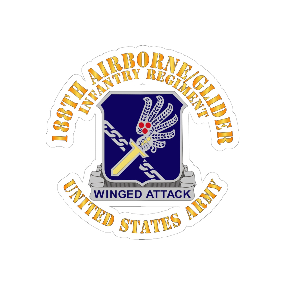 Kiss-Cut Stickers - Army  - 188th Airborne - Glider Infantry Regiment - DUI X 300