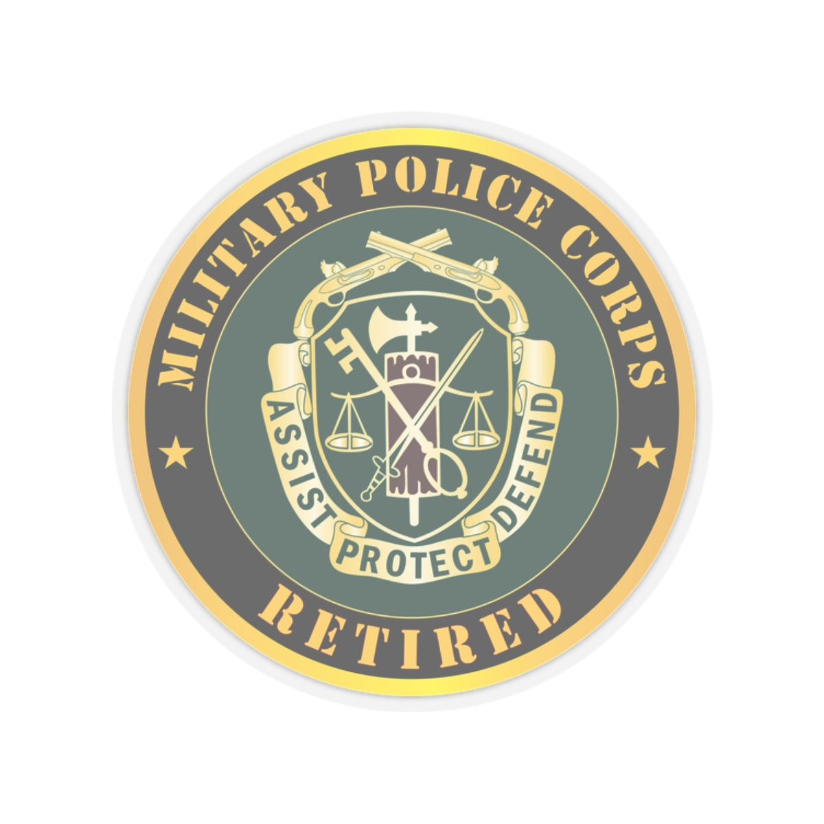 Kiss-Cut Stickers - Army - Military Police Corps Regimental Crest - Retired