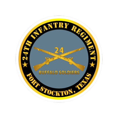 Kiss-Cut Stickers - Army - 24th Infantry Regiment - Fort Stockton, TX - Buffalo Soldiers w Inf Branch X 300
