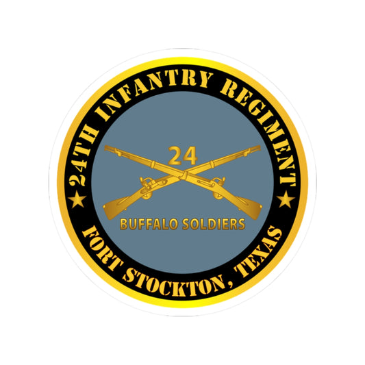 Kiss-Cut Stickers - Army - 24th Infantry Regiment - Fort Stockton, TX - Buffalo Soldiers w Inf Branch X 300