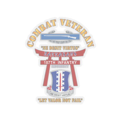 Kiss-Cut Stickers - Army - Combat Veteran - 187th Infantry Regiment - Torii, Rakkasans, Let Valor Not Fail, English, Latin w CIB X 300