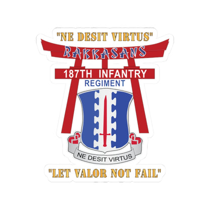 Kiss-Cut Stickers - Army - 187th Infantry Regiment - Torii, Rakkasans, Let Valor Not Fail, English, Latin