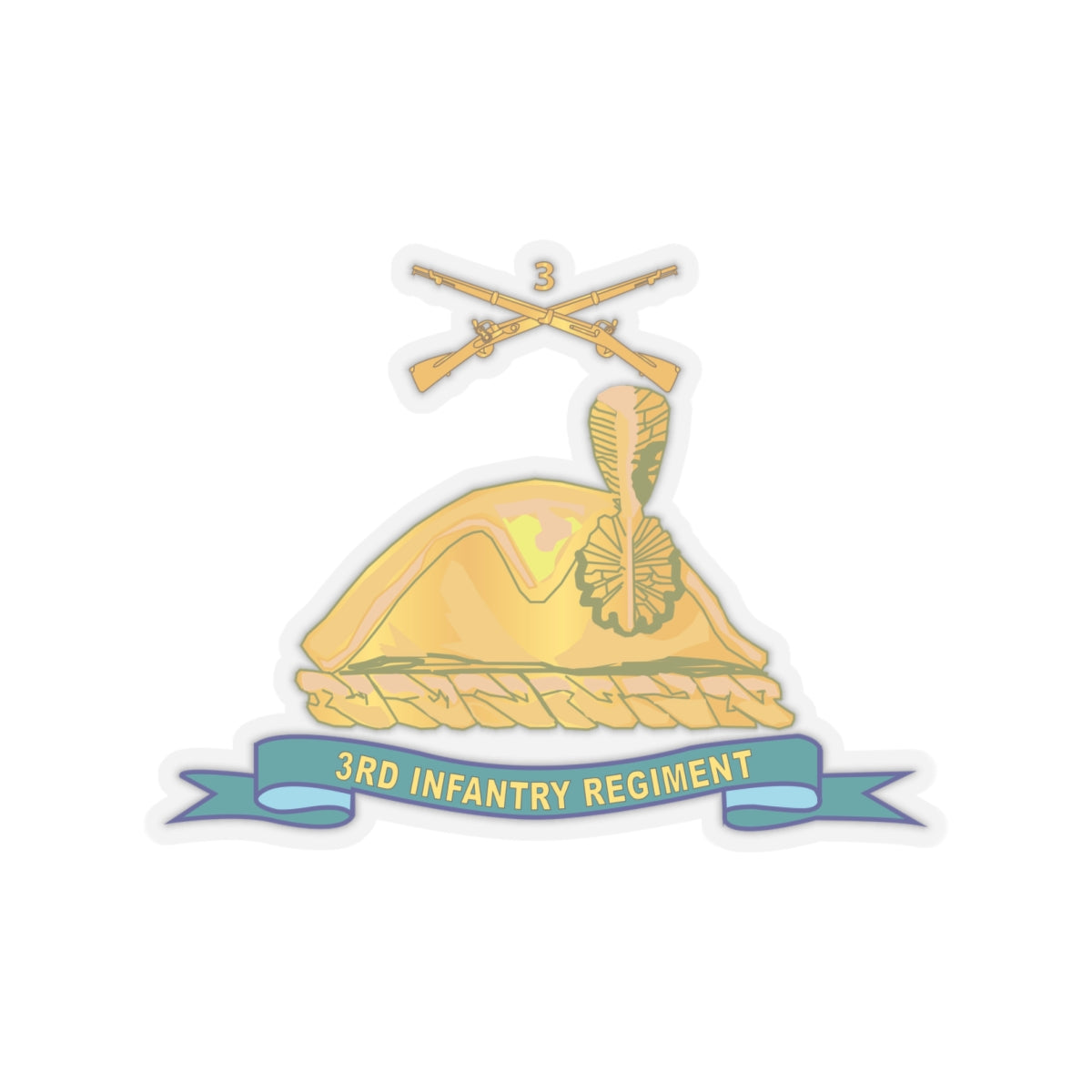 Kiss-Cut Stickers - Army - 3rd Infantry Regiment - Gold - w Br - Ribbon