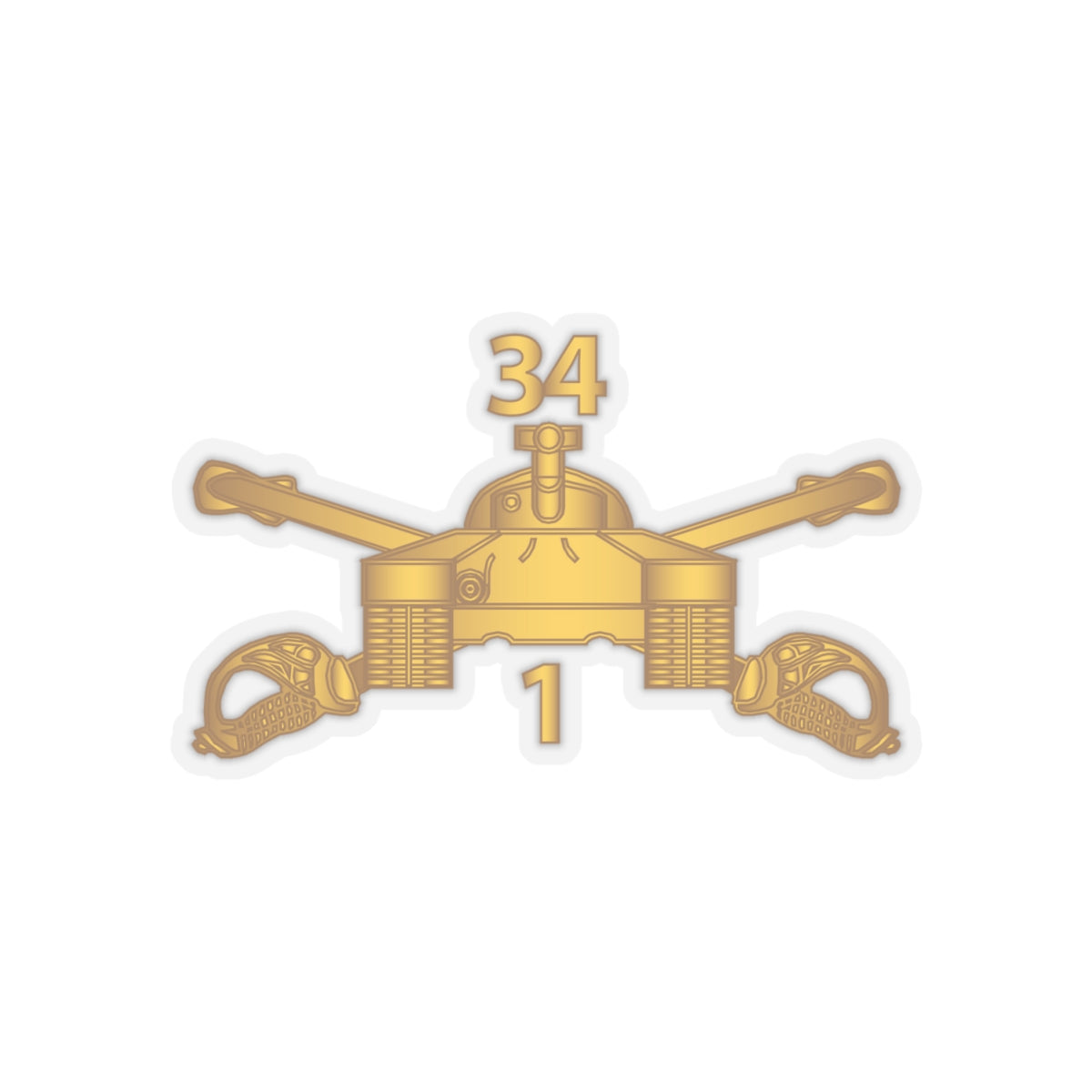 Kiss-Cut Stickers - Army - 1st Bn 34th Armor - Armor Branch wo Txt