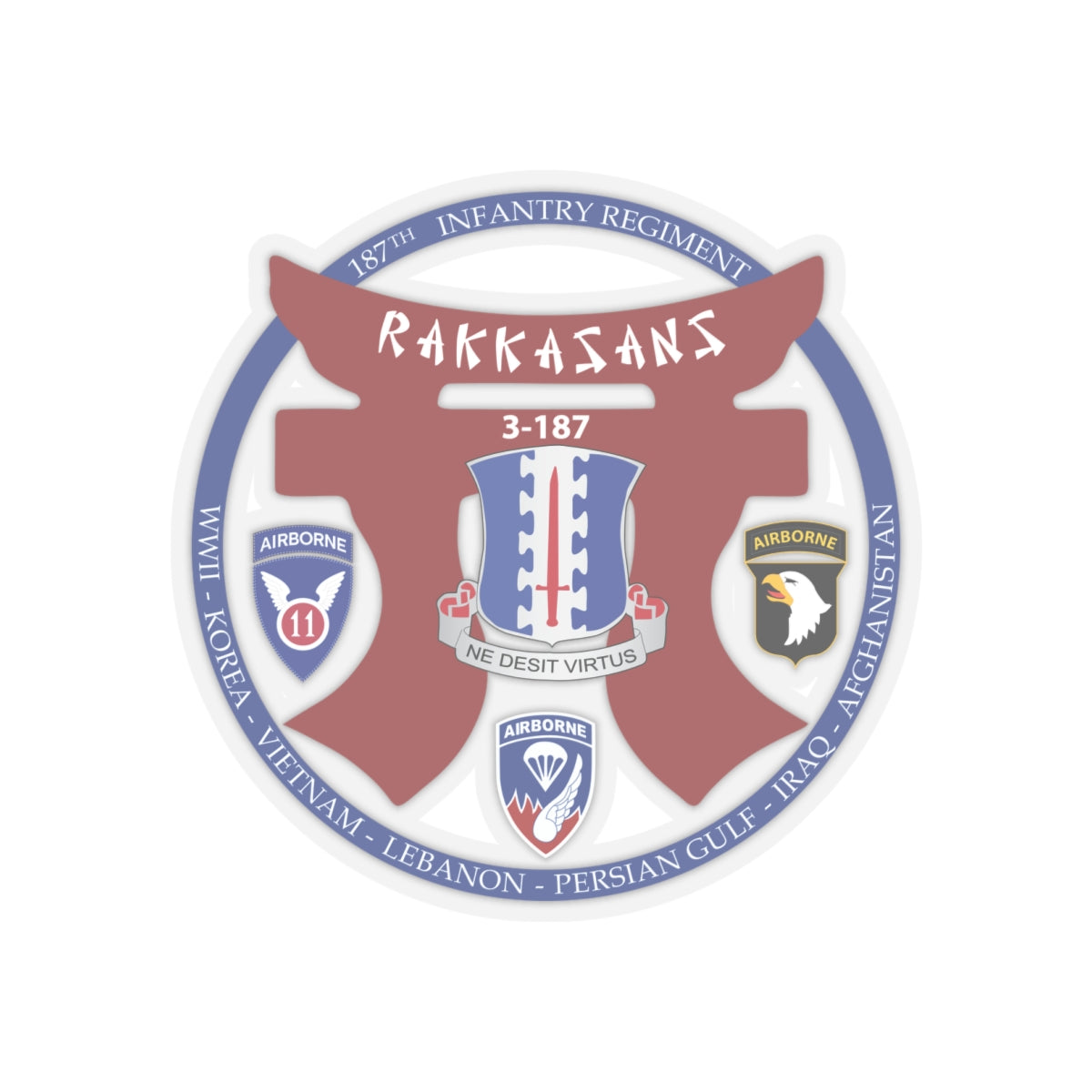 Kiss-Cut Stickers - 187th INF Regiment - Rakkasans - Special