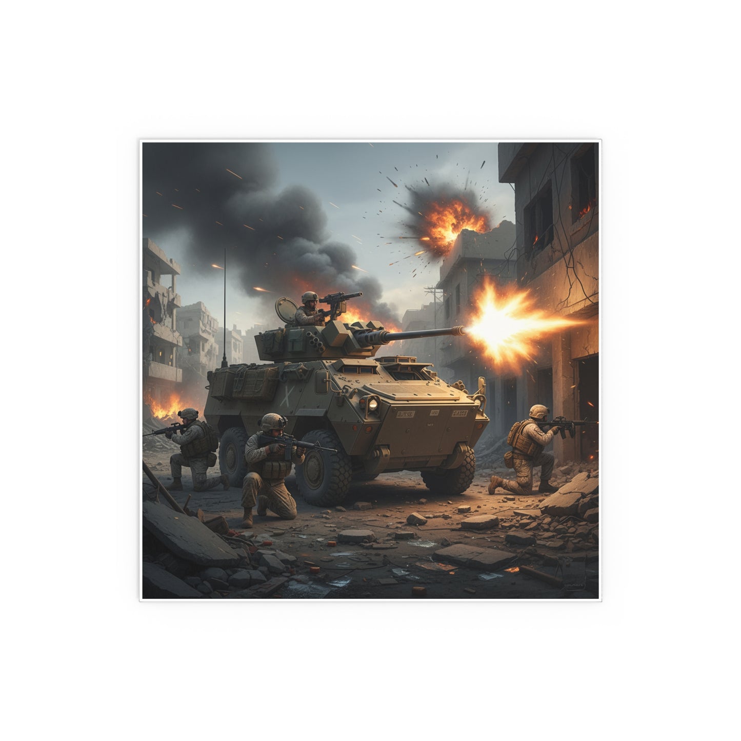 Indoor and Outdoor Silk Posters - Marine LAV in support of the 2nd Battle of Fallujah