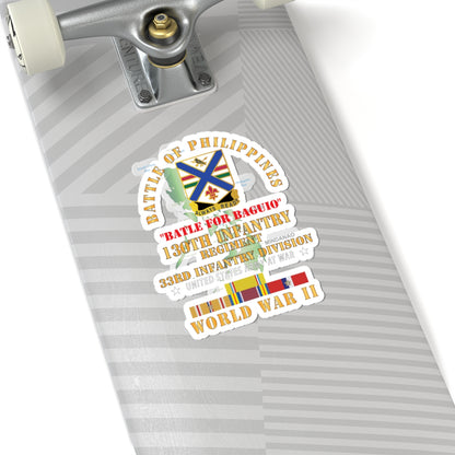 Kiss-Cut Stickers - Army - Battle for Philippines - 130th Infantry Regiment - 33rd Infantry Division w PAC - PHIL SVC